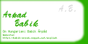 arpad babik business card